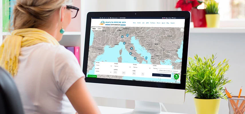 Ricerca degli immobili su mappa nel sito di un'agenzia immobiliare
